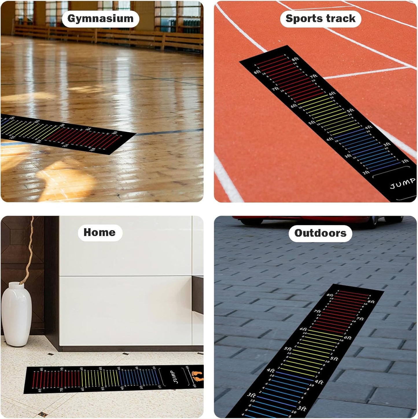 Long Standing Jump Mat Non-Slip Broad Measurement Jumping Rope Pad Foldable Yoga Mat for Gym, Outdoor Exercise, Home Workout