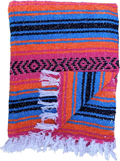 Del Mex Classic Mexican Blanket, Large Authentic Woven Falsa Throw (70"x50"), Artisan Southwest Décor for Beach, Yoga, Outdoors (Lavender)