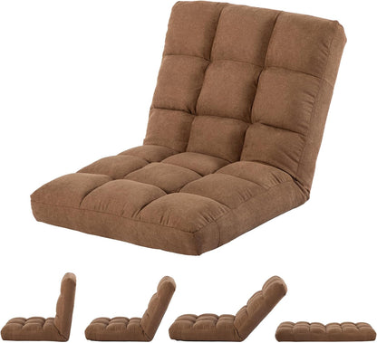 Floor Chair with Back Support Folding Chair with 6 Adjustable Position, Padded Sleeper Bed, Floor Gaming Chair, Meditation Chair for Adults