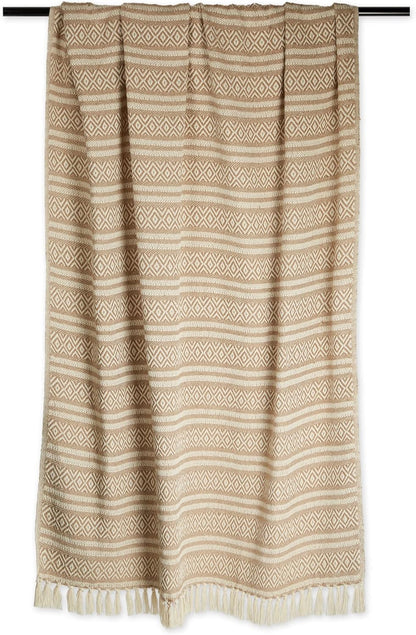 DII Global Diamond Stripe Woven Throw, 50x60-Inch, Mineral