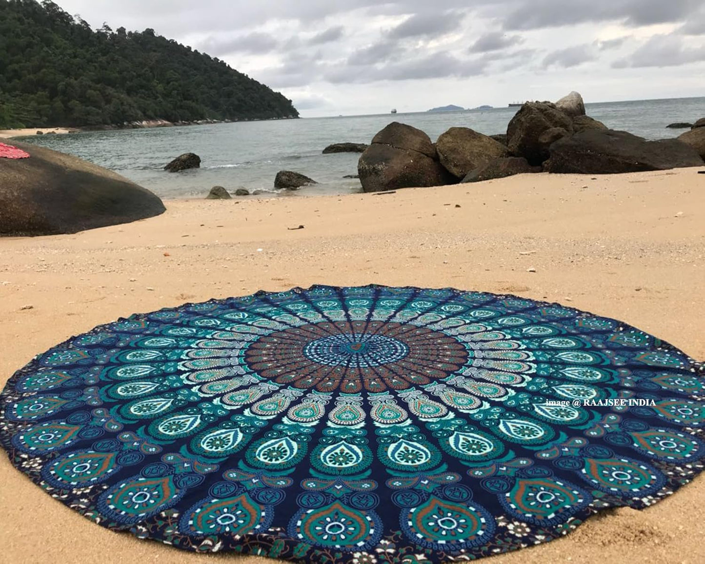 raajsee Purple Round Beach Tapestry Hippie/Boho Beach Blanket Mandala/Indian Cotton Throw - Round Tablecloth/Home Decor/Indie Rug Yoga Mat Meditation Picnic Rugs 127 CM / 50 INCHE Circle