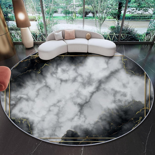 Round Area Rugs Machine Washable 7 ft, No Pile Non Slip Music Stage Drum Kit Carpet for Living Room Bedroom Dinning Room Entryway, Stain Resistant Home Decor Circle Rug, Orange Color
