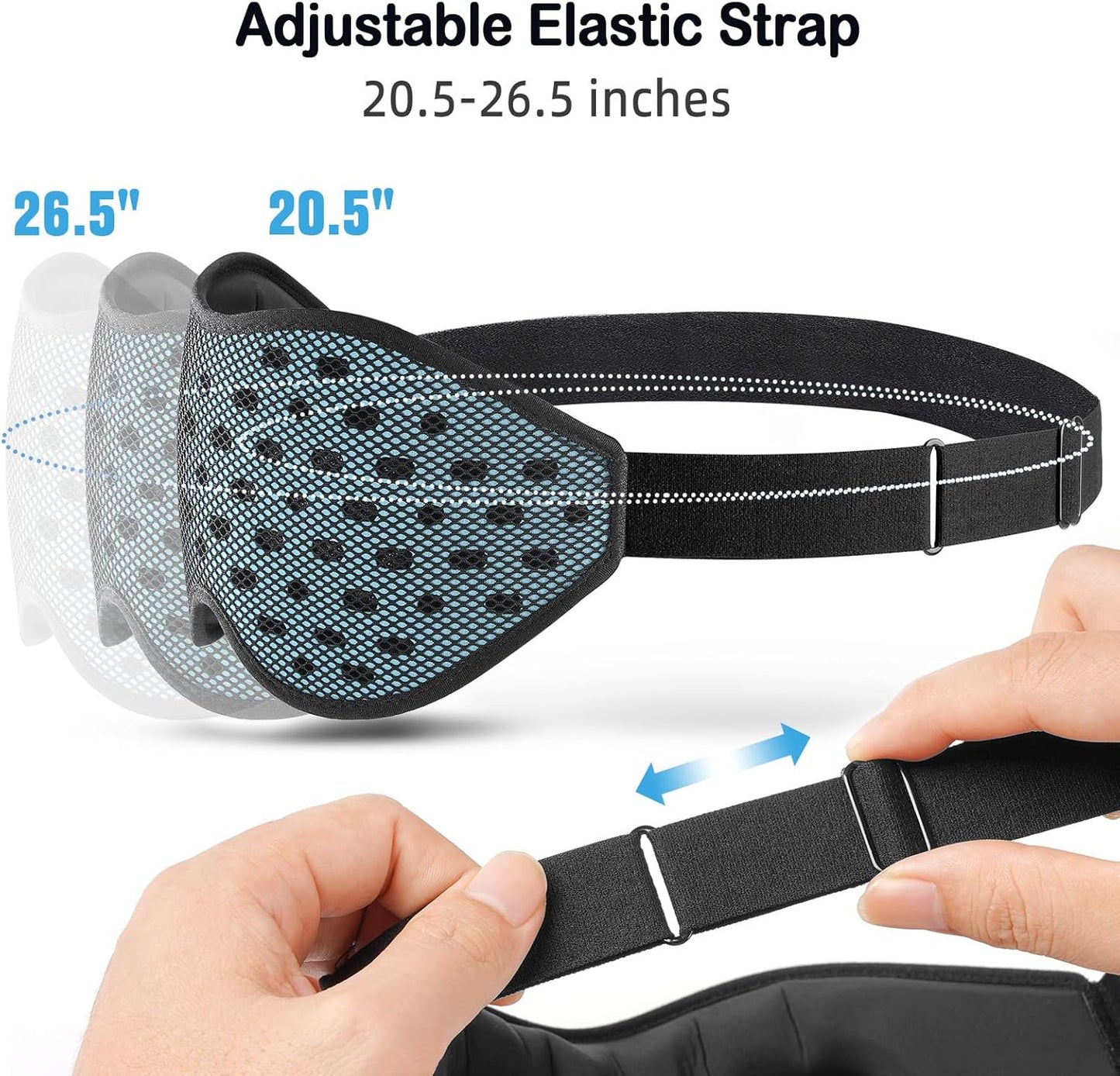 LitBear Breathable Sleep Mask, 3D Eye Mask Sleep for Side Sleepers Women Men, Light Blocking Sleeping Mask with Adjustable Strap, Soft Lightweight Eye Cover for Travel, Night Work, Nap, Office - Blue