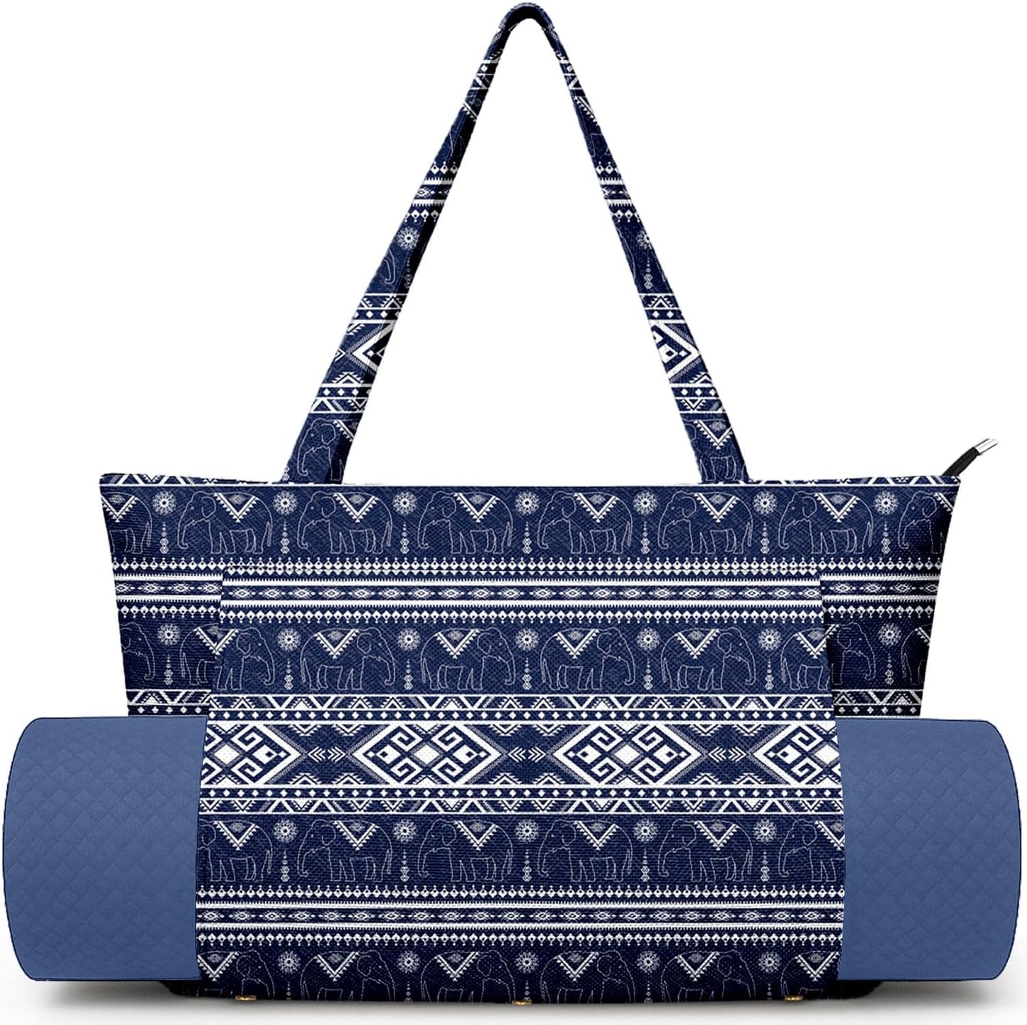 Yoga Bag for Women, Large Canvas Yoga Mat Tote Bag with Yoga Mat Carrier - Large Mat Pocket Fitness Tote for Pilates, Gym, Travel, Office & Beach