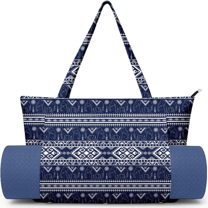 Yoga Bag for Women, Large Canvas Yoga Mat Tote Bag with Yoga Mat Carrier - Large Mat Pocket Fitness Tote for Pilates, Gym, Travel, Office & Beach