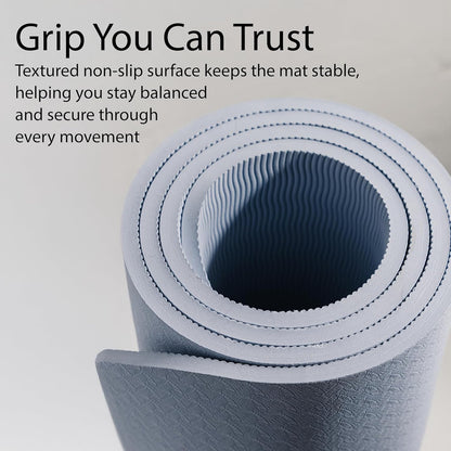 Lindywell Pilates Yoga Workout Mat Non Slip 6mm, 8mm, 10mm Thick - 6ft x 26in