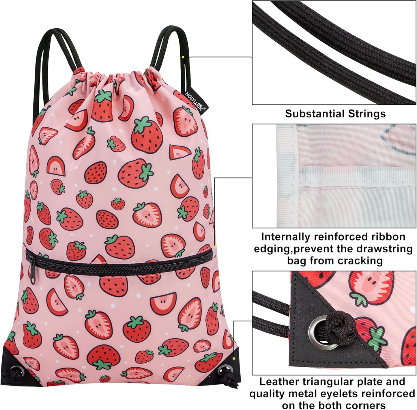 HOLYLUCK Drawstring Backpack Bag Sport Gym Sackpack - Colors A