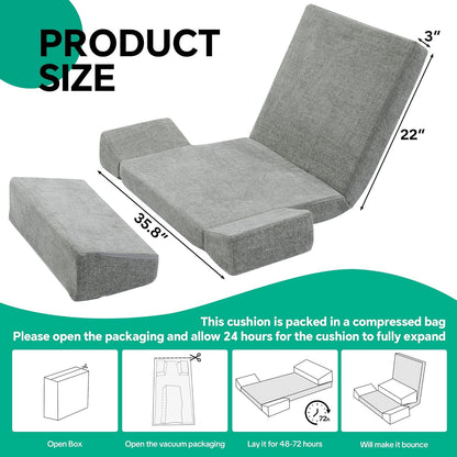 HOMBYS Pro Meditation Cushion Set with Adjustable Back Support, Large 3-in-1 Floor Sitting Chair for Yoga & Meditation, Extra Thick Yoga Pillows for Adults with Knee Support, Grey