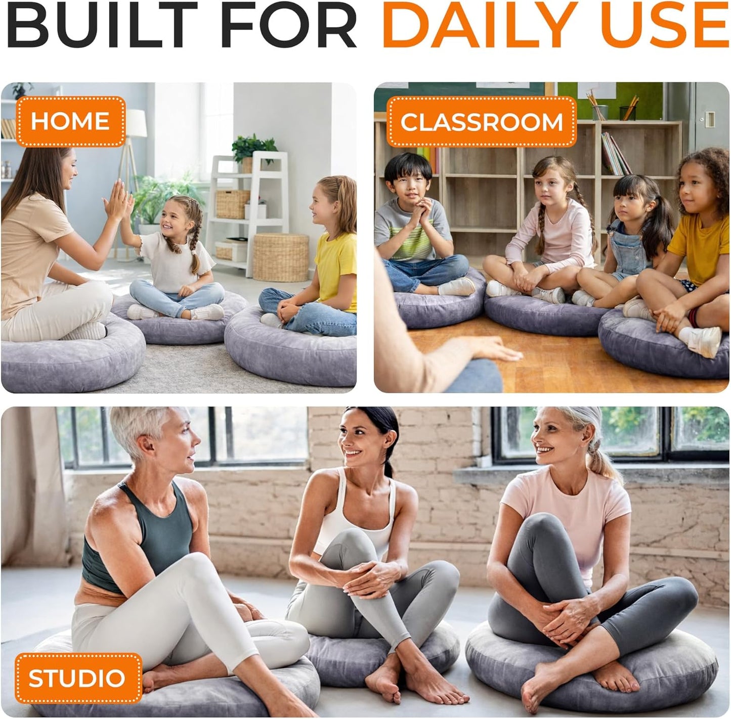 Cheer Collection Meditation Cushion - Ergonomic Floor Pillow, Yoga Pillow with Buckwheat Filling, Zafu Meditation Cushion, Comfort & Meditation Posture Support