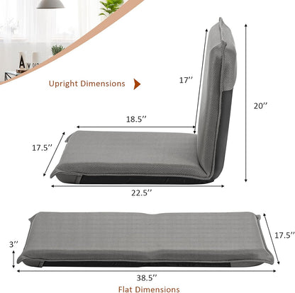 BestComfort Folding Floor Chair 6-Position Adjustable Meditation Chair Video Gaming Chair with Back Support for Reading TV Watching, Portable Floor Seat Lounge Sofa Chair for Kids Teens Adult, Coffee