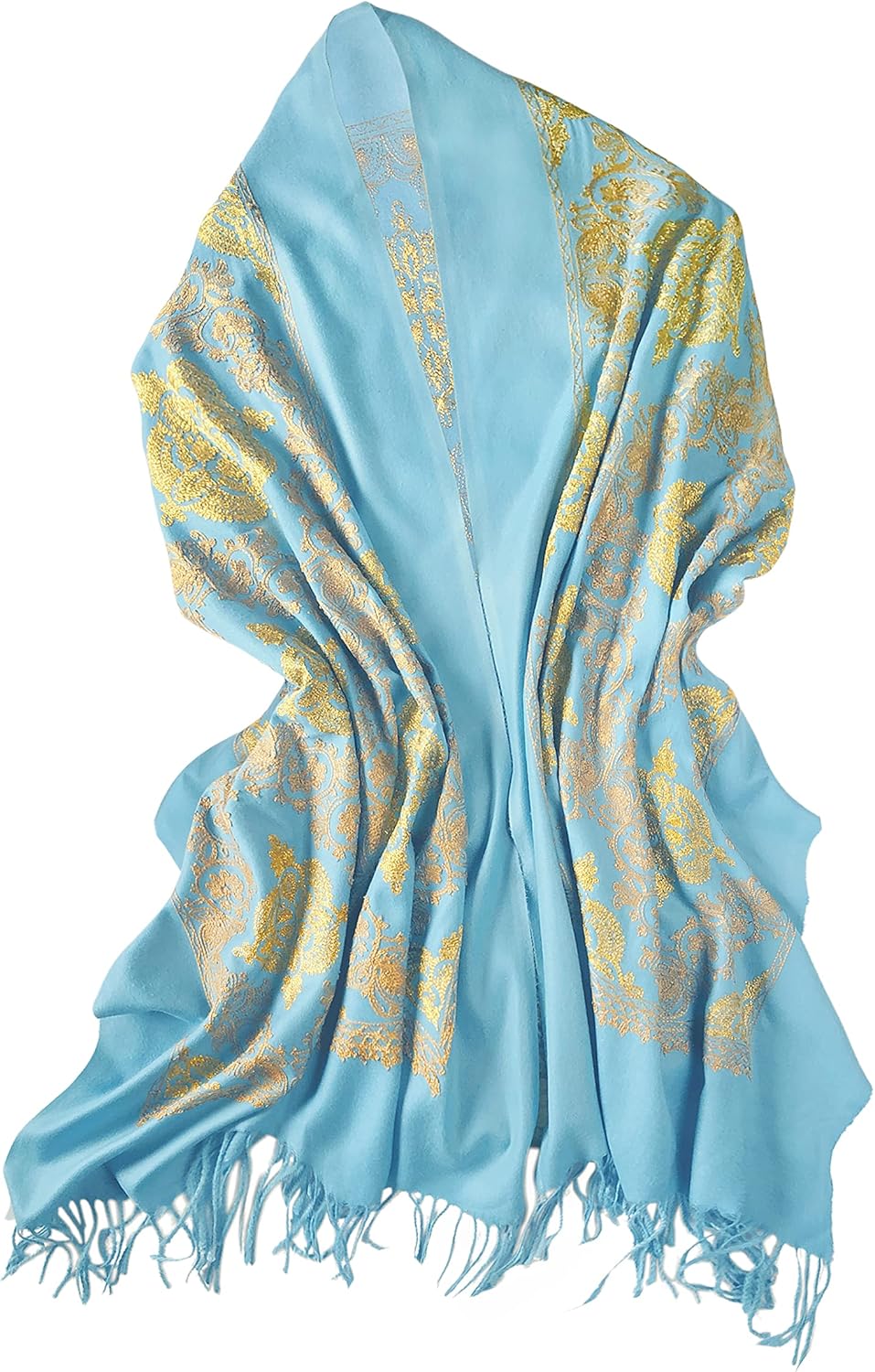 Urban CoCo Women's Embroidered Oversize Tassel Shawl Scarf Wraps for Women