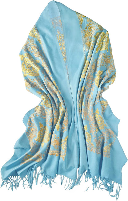Urban CoCo Women's Embroidered Oversize Tassel Shawl Scarf Wraps for Women