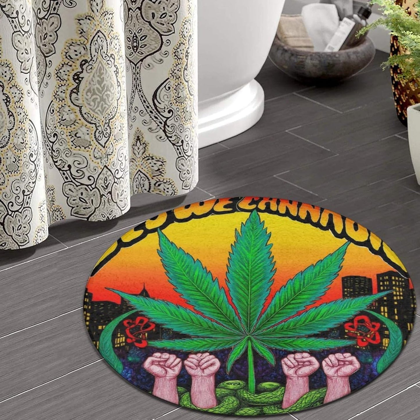 Machine Washable Modern Round Area Rug, Room Sofa Yoga Soft Round Carpet, Home Decor Non Slip Kitchen Office Circle Rug Union Jack Flag UK Mandala Art, 60inch