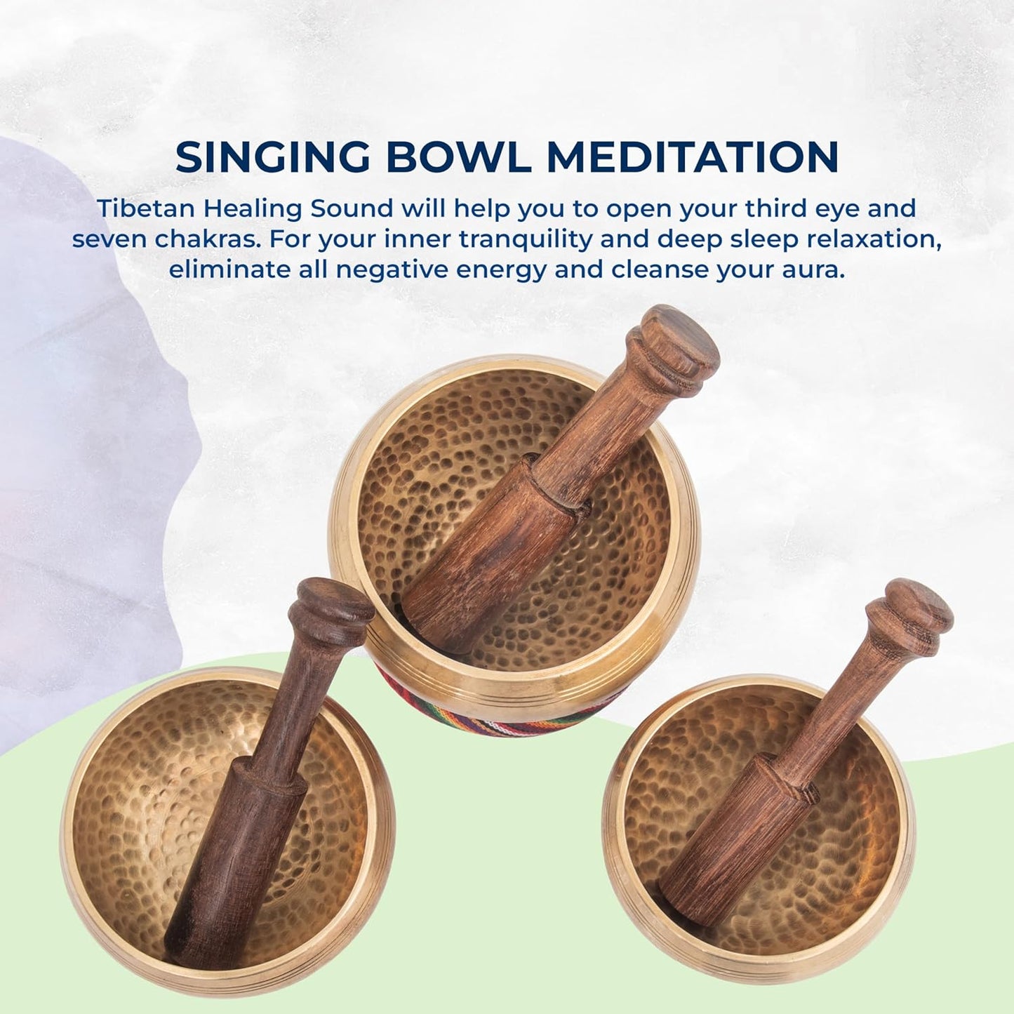 Tibetan Singing Bowl Set - Authentic Cuencos Tibetanos for Sound Healing, Meditation & Chakra Balancing - Includes Cushion, Mallet-Unique Spiritual Gifts for Women and Men (7 Chakra Hand Hammered Set)