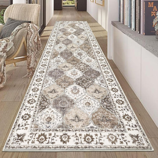 HEBE Washable Area Rug 5'x7' Non Slip Soft Distressed Medallion Bedroom & Living Room Accent Throw Vintage Entry Floor Carpet for Dining Room, Bathroom & Entryway - Colors A