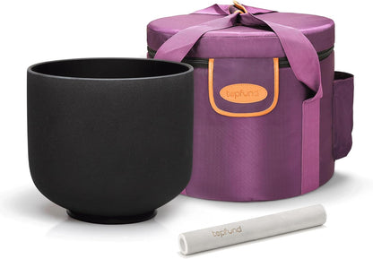TOPFUND F Note Crystal Singing Bowl 10 inch Heart Chakra with Heavy Duty Carrying Case and Suede Mallet