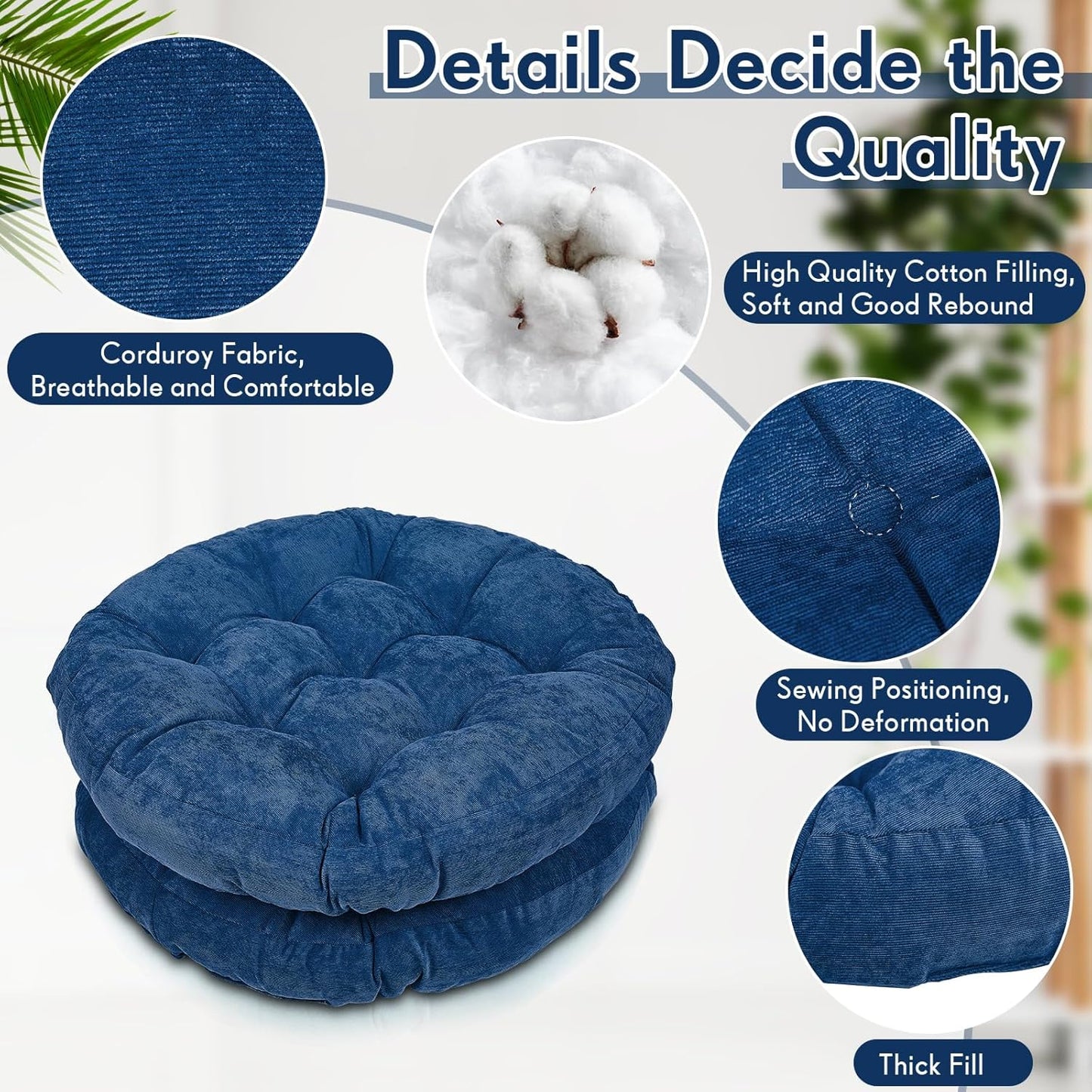 Jerify Floor Pillow Cushions Large Round Square Large Meditation Floor Pillow for Classroom Adult Meditation Picnic Party Seating Learning Daycare School(Square,Mixed Colors,4 Pcs)