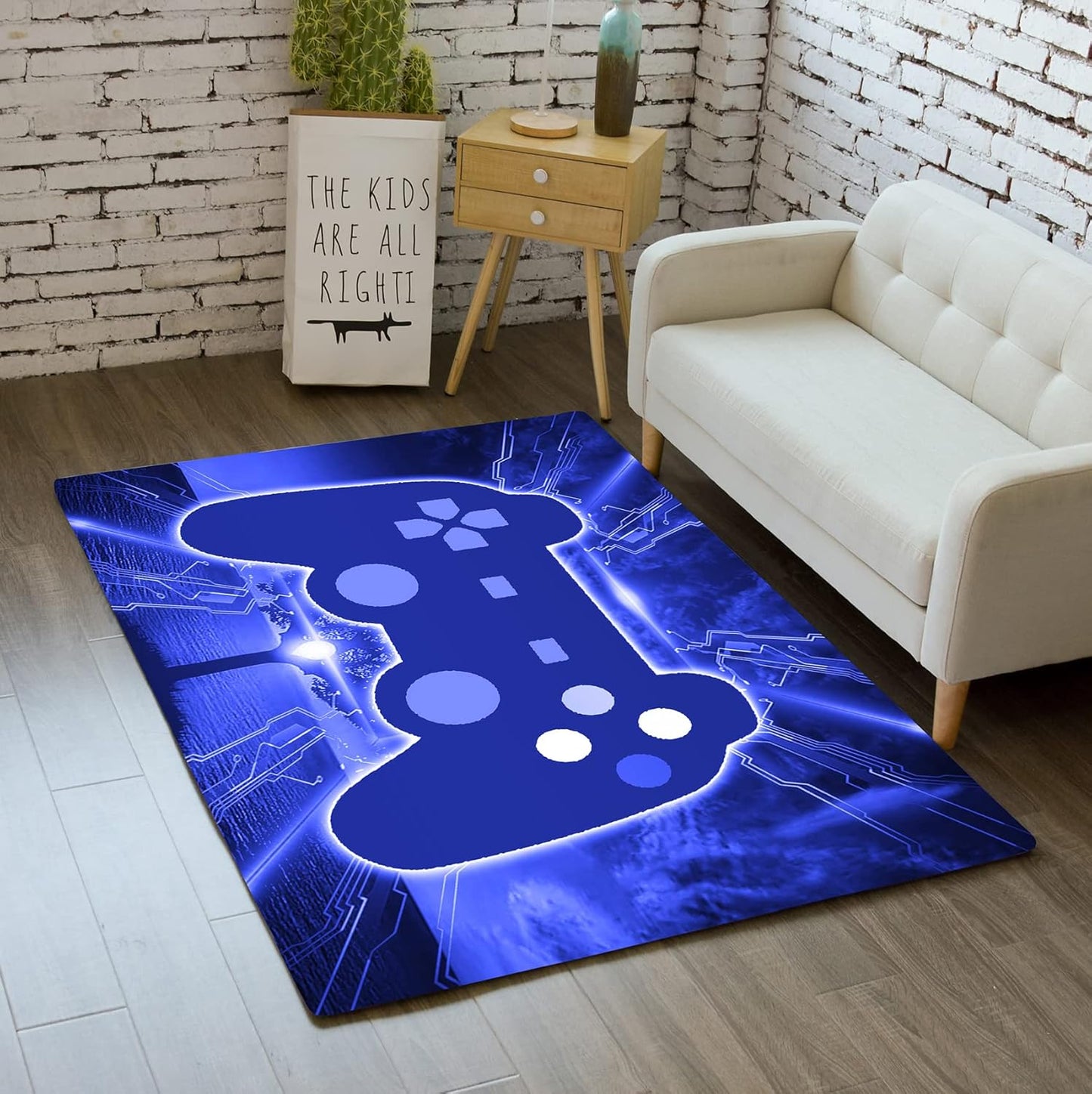 Video Game Rug - Gaming Themed Rug Gamepad Controller Area Rugs for Bedroom Gaming Carpet for Boys Game Carpet for Playrooms Bedroom Doormat Yoga Mats