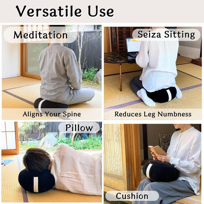 Zafu Meditation Cushion Japan Made | Authentic Zen Temple Style Zazen Seat – Firm Kapok Filling for Mindfulness, Yoga & Posture Support