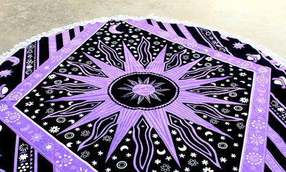 Mandala Round Beach Tapestry Boho Hippie Blanket Bohemian Large Table Cloth Home Decor Yoga Mat Meditation Picnic Rug Throw Hippy Gypsy Tablecloth Roundie (42 Inches, Orange And Blue)