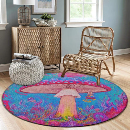 Home Decor Non Slip Kitchen Office Circle Rug, Machine Washable Modern Round Area Rug, Room Sofa Yoga Soft Round Carpet Purple Galaxy Trippy Space Astronaut Art, 36inch