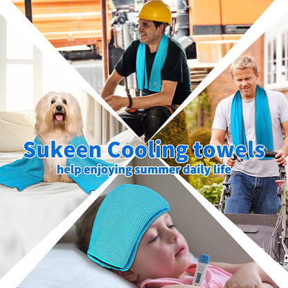 Sukeen [4 Pack Cooling Towel (40"x12"), Soft Breathable Chilly Microfiber Towel for Yoga,Sport,Running,Gym,Workout,Camping,Fitness,Workout & More Activities