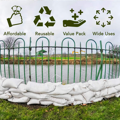 AK TRADING CO. 14" x 26" Poly Sandbags W/UV Protection & Built-in Ties - Flood Water Barrier - Tent Sandbags - Orange