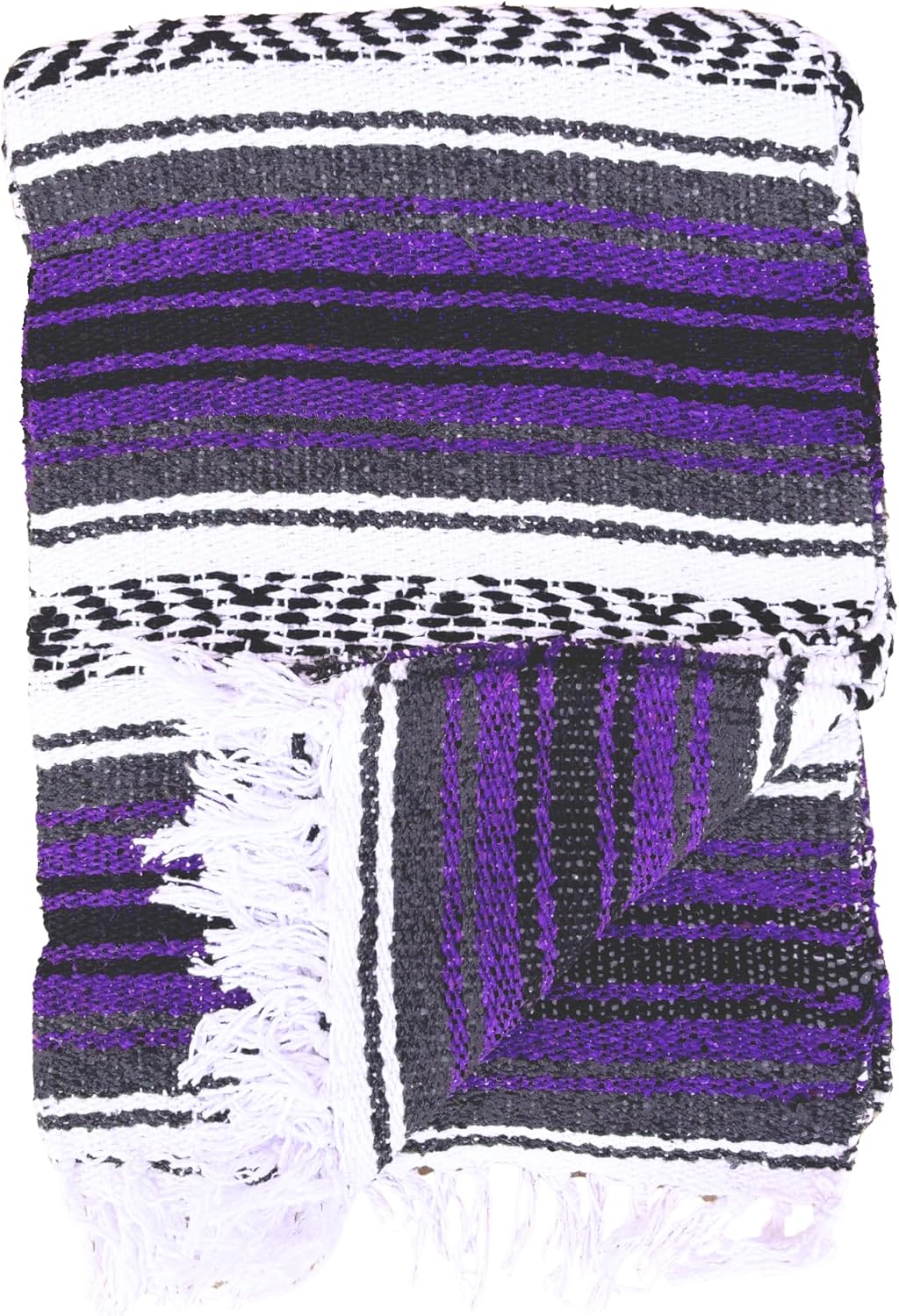 Del Mex Classic Mexican Blanket, Large Authentic Woven Falsa Throw (70"x50"), Artisan Southwest Décor for Beach, Yoga, Outdoors (Lavender)