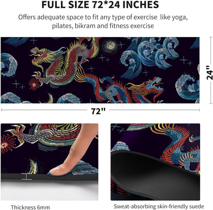 nuveti Yoga Mat Print Extra Thick TPE Non Slip Fitness Exercise Mat with Carrying Bag,72"x24" Extra Thick 6MM Exercise & Workout Mat for Yoga, Pilates Fitness and Floor Exercises - Colors A