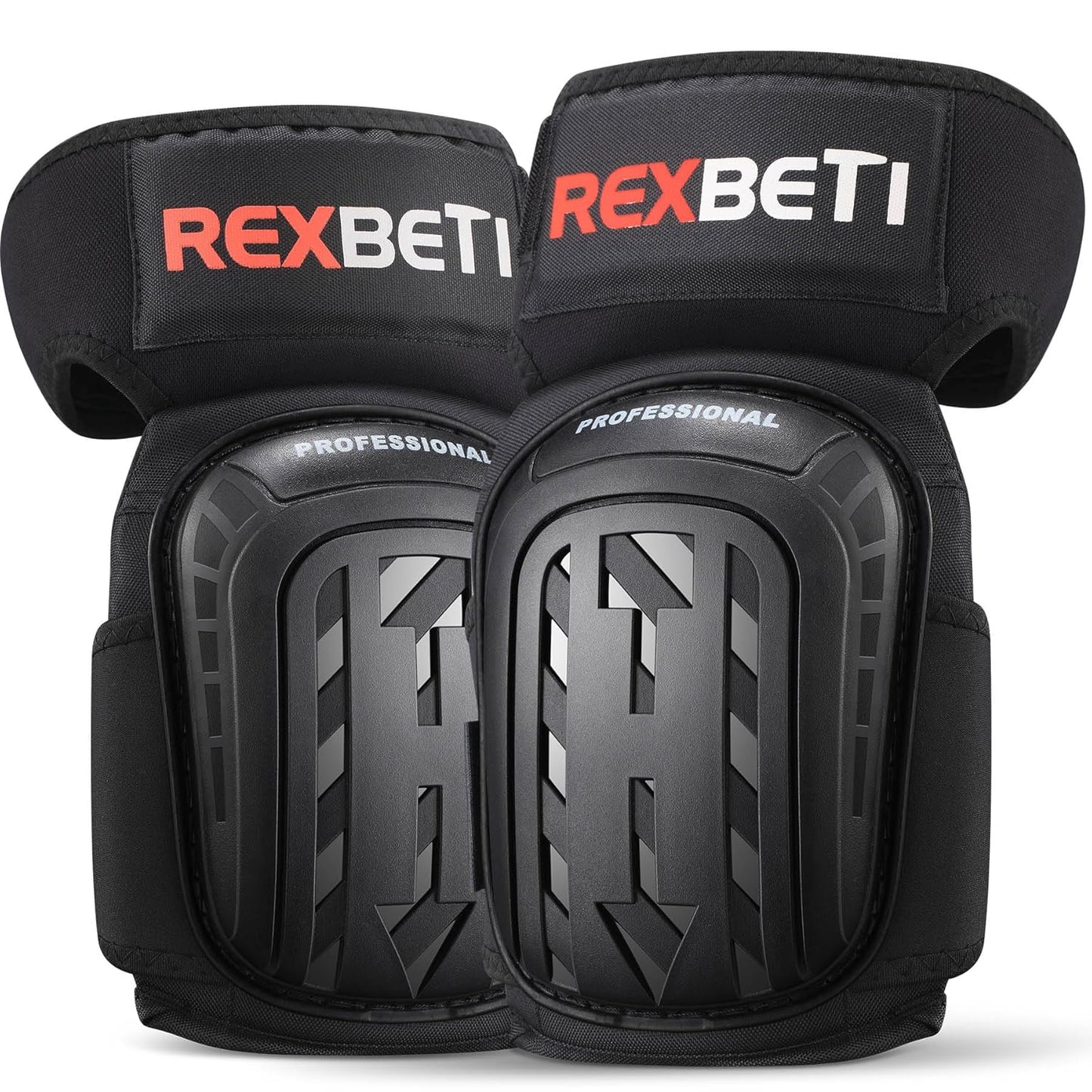 REXBETI Knee Pads for Work, Construction Knee Pads for Men, Heavy Duty Comfortable Anti-slip Foam Gel Knee Pads for Gardening Flooring and Cleaning, Strong Stretchable Straps, Orange