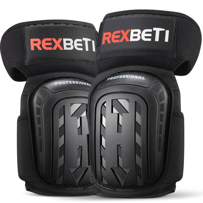 REXBETI Knee Pads for Work, Construction Knee Pads for Men, Heavy Duty Comfortable Anti-slip Foam Gel Knee Pads for Gardening Flooring and Cleaning, Strong Stretchable Straps, Orange