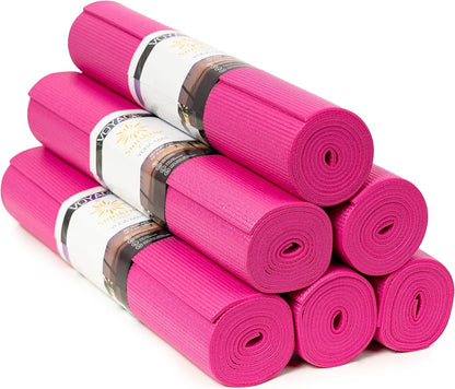 Voyage Yoga Mat, 6 Pack, 72" x 24" Professional Studio and Gym Bulk Yoga Mats, 5mm Thick, Durable, Anti-Tear, Non Slip Fitness and Exercise Mats