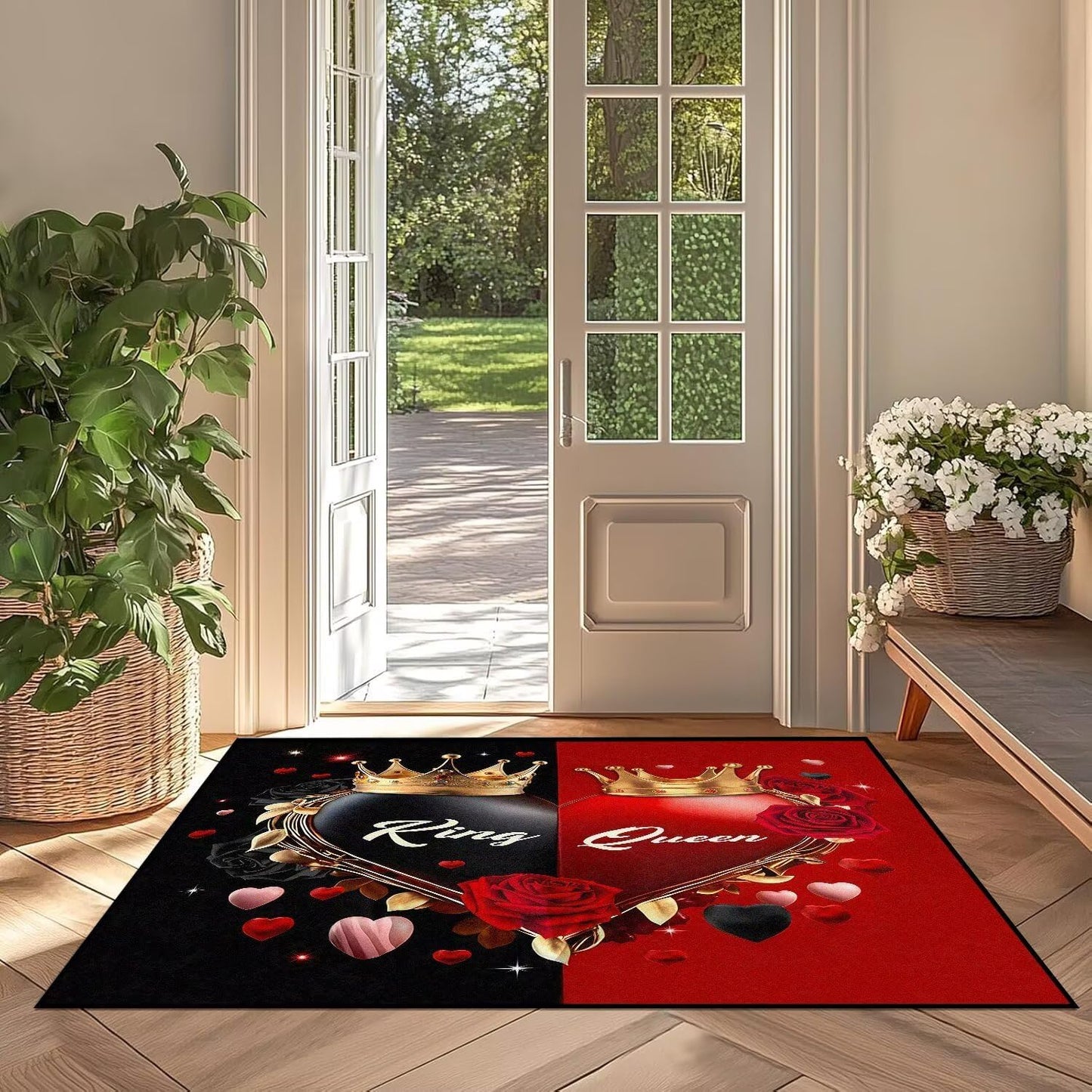5' X 7' Queen and King Rug Black Grey Area Rugs Dining Living Room Bedroom Kitchen Office Yoga Room Washable Floor Mat Doormats Throw Rug Carpet Room Decor