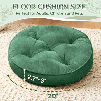 1 MIDDLE ONE Floor Pillow Set of 2, Memory Foam Meditation Cushion, Floor Cushions for Adults Sitting, Large Square Seat Cushions for Yoga, Living Room, 20x20 Inch (Grey)