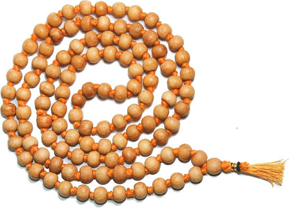 IS4A 8MM TULSI HOLY BASIL PRAYER BEADS JAPA MALA NECKLACE HAND KNOTTED. KARMA (108+1) BEADS. BLESSED & ENERGIZED HINDU TIBETAN BUDDHIST SUBHA ROSARY