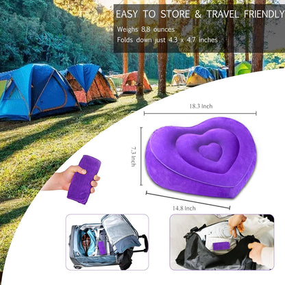 Portable Wedge Pillow for Acid Reflux Relief, Inflatable Wedge Pillow for Traveling, Bed Pillow Wedges for Sleeping Lightweight, Blow Up Book Stand Laptop Pillow for Camping, Back Lumbar Support