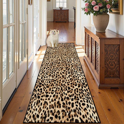 Runner Rug Washable 2x8 Leopard Print Seamless Leopard Skin Fashionable Cheetah Fur Non-Slip Hallway Area Rug Indoor Outdoor Home Decor for Entryway Bathroom Kitchen Carpet Yoga Floor Mat