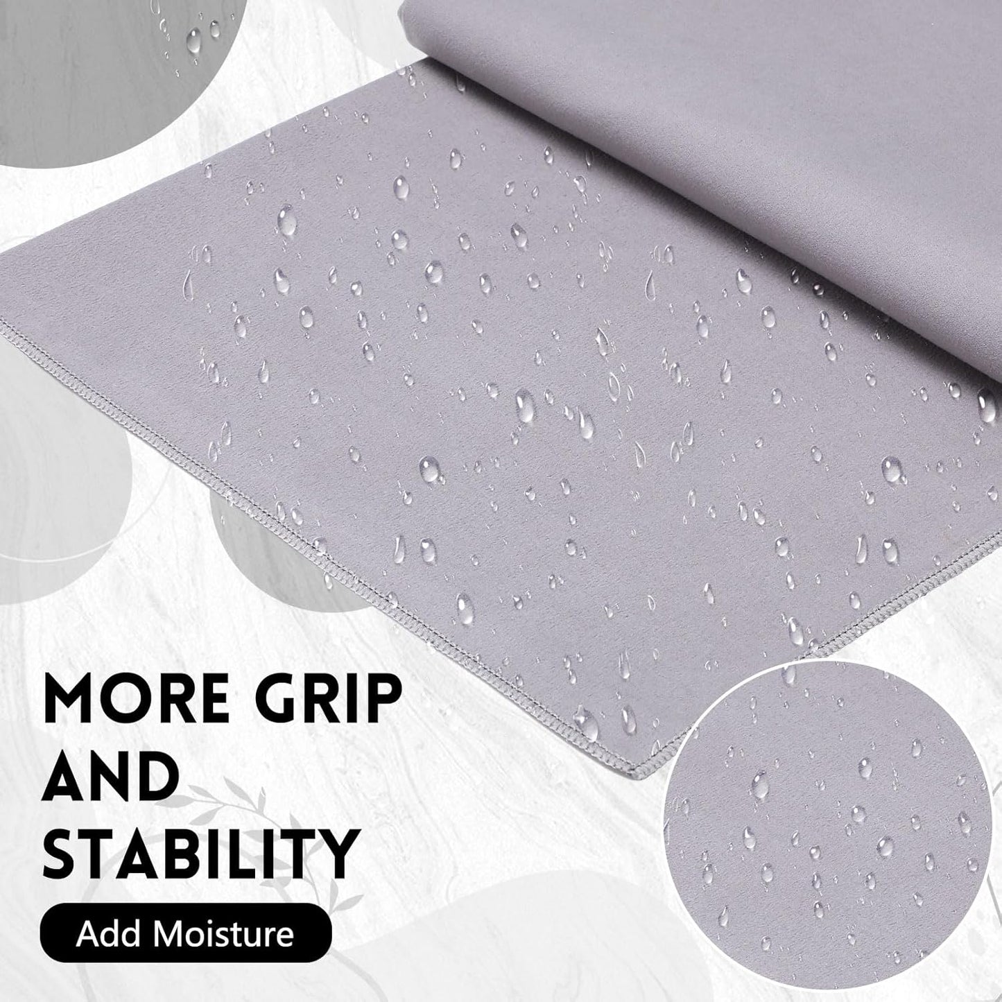 Breling 4 Pack 72" x 24" Hot Yoga Towel Non Slip Microfiber Mat Towel Sweat Absorbent Soft Pilates Mat Essentials for Hot Yoga Pilates Exercise(Light Grey)