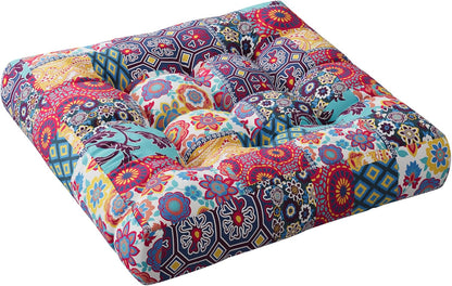 Codi Boho Floor Pillow, Large Meditation Cushion for Adults, Square Pillows Seating for Yoga Living Room Tatami Sitting Home Decor, Memory Foam Added, 22x22 Inch, Multi Patchwork