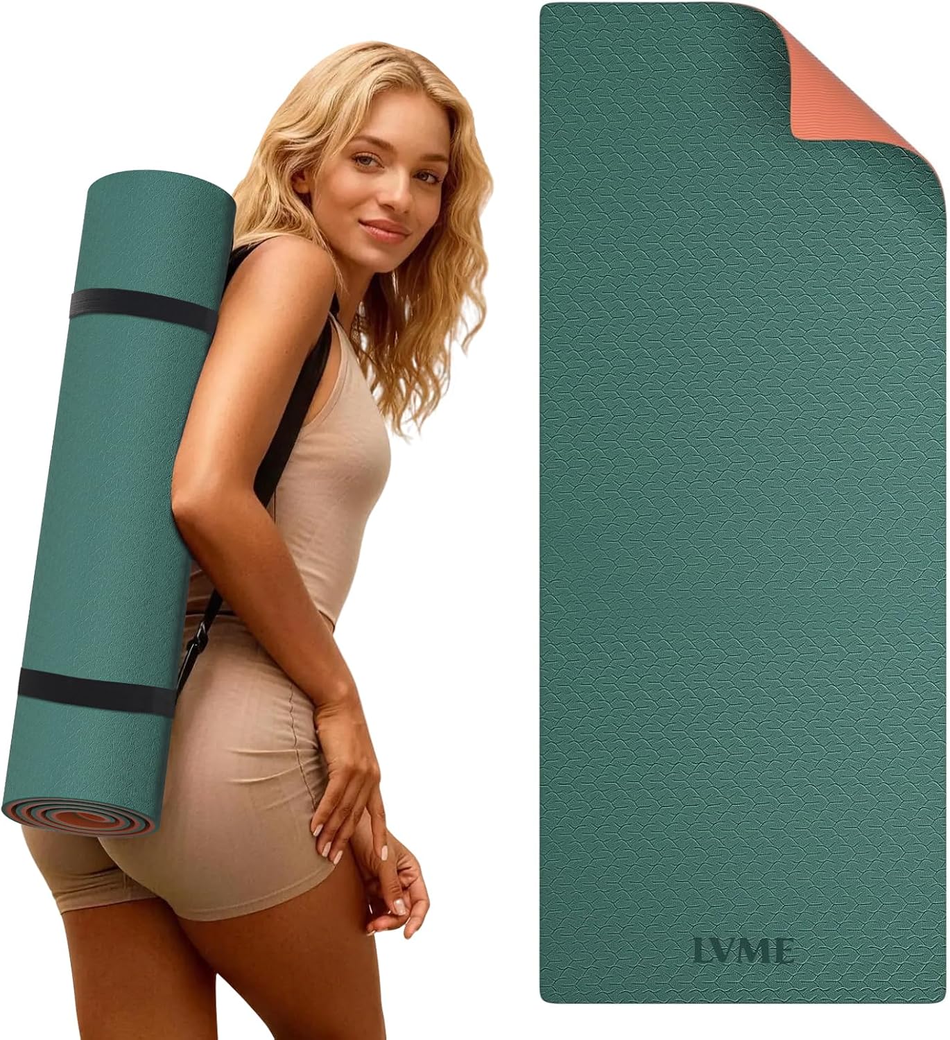 Yoga Mat Non Slip, Anti-Tear 1/4" & 2/5" Thick TPE Yoga Mats for Women and Men, a stylish and practical dual-tone yoga mat.72"x24" Exercise & Fitness Mat with Carrying Strap, Workout Mats for Yoga, Pilates and Floor Exercise