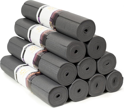 Voyage Yoga Mat, 10 Pack, 72" x 24" Professional Studio and Gym Bulk Yoga Mats, 5mm Thick, Durable, Anti-Tear, Non Slip Fitness and Exercise Mats