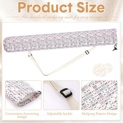 Shinylin 35 Inch Mahjong Mat Carrying Bag with Strap, Printed Drawstring Mahjong Holder Bag Outdoor Travel Canvas Storage for Board Games, Yoga Mats, Tripod