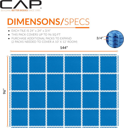 CAP Puzzle Exercise Mats | 3/4” Thick EVA Interlocking Foam Tiles for Home Gym Flooring | Multiple Options