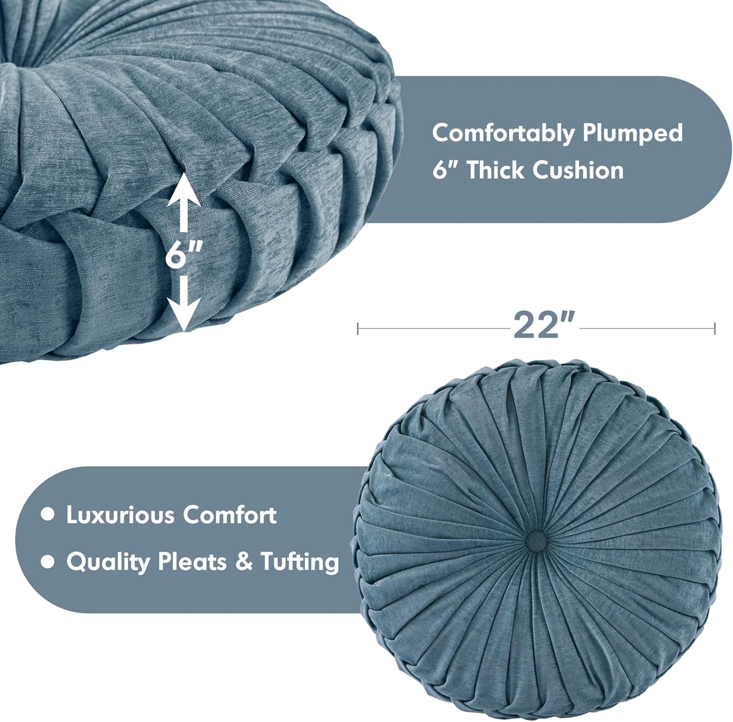 Intelligent Design Large Floor Pillow for Adults Yoga or Meditation Cushion with Handle, Floor Cushion for Board Games, Lustrous Chenille Tufted, Handsewn Scalloped Edge, Azza, 24" x 24" x 5" Yellow