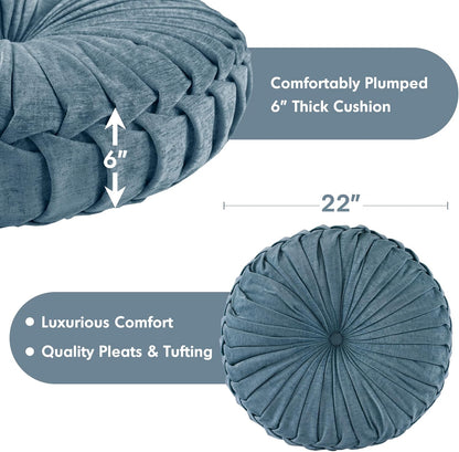 Intelligent Design Large Floor Pillow for Adults Yoga or Meditation Cushion with Handle, Floor Cushion for Board Games, Lustrous Chenille Tufted, Handsewn Scalloped Edge, Azza, 24" x 24" x 5" Yellow