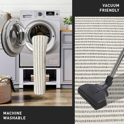 Chardin home Beige & Ivory Providence Runner 2.5x8 feet |Hand Woven Farmhouse Rug with Hand Knotted Fringes|Great in Kitchens entryways Hallways Bathrooms Meditation Yoga Mat|Reversible Cotton Rug