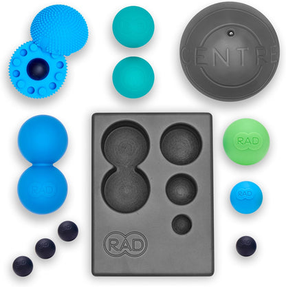 RAD All-in Kit 7-in-1 Foam Roller Set for Whole Body Massage & Myofascial Release with Roller Stick, Yoga Block, Massage Balls Muscle Recovery Tools for Mobility & Flexibility