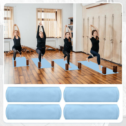 Breling 4 Pack 72" x 24" Hot Yoga Towel Non Slip Microfiber Mat Towel Sweat Absorbent Soft Pilates Mat Essentials for Hot Yoga Pilates Exercise(Light Grey)