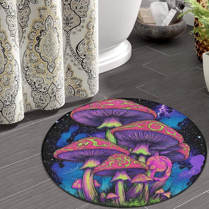 Home Decor Non Slip Kitchen Office Circle Rug, Machine Washable Modern Round Area Rug, Room Sofa Yoga Soft Round Carpet Purple Galaxy Trippy Space Astronaut Art, 36inch