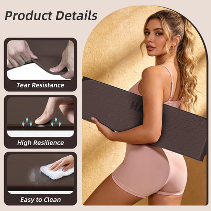 HAHE Foldable Yoga Exercise Mat, 74"Lx32"Wx1/3"Thick, TPE Multi-purpose Workout Mats with Non-slip Surface, Portable for Yoga/Pilates/Studio/Home Gym